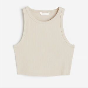 H&M Beige Sleeveless Ribbed Crop Top